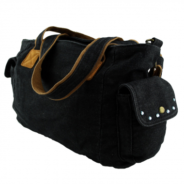 Preview: Jeanstasche Schultertasche Schwarz mit Swarovski-Elements Strass C14