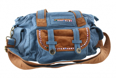 Jeanstasche Denim Schultertasche Blau mit Glas Steinen Strass C24