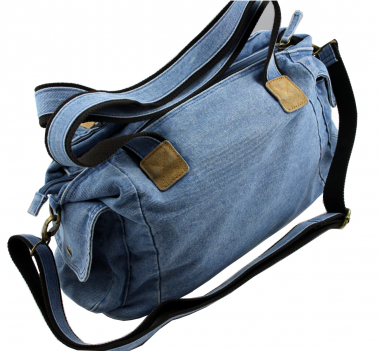 Preview: Jeanstasche Denim Schultertasche Blau mit Glas Steinen Strass C24