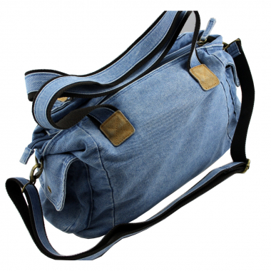 Preview: Jeanstasche Denim Schultertasche Blau mit Glas Steinen Strass C24