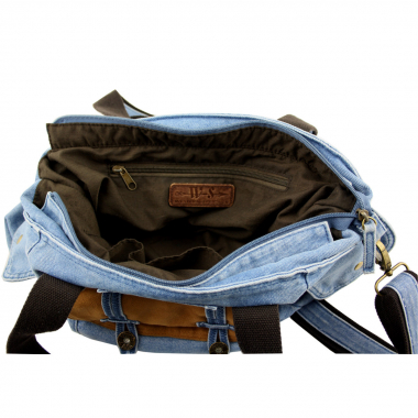Preview: Jeanstasche Denim Schultertasche Blau mit Glas Steinen Strass C24