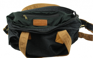 Preview: Jeanstasche Denim Schultertasche Schwarz mit Glas Steinen Strass C25