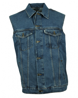 WESTERN-SPEICHER Jeansweste Herren Denim Biker Weste Kutte Basic blau S - 4XL