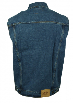WESTERN-SPEICHER Jeansweste Herren Denim Biker Weste Kutte Basic blau S - 4XL