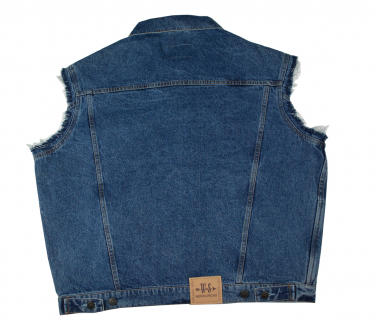 Jeansweste Basic Fransen Herren Denim Biker Weste Kutte blau S - 4XL