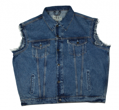 Jeansweste Basic Fransen Herren Denim Biker Weste Kutte blau S - 4XL
