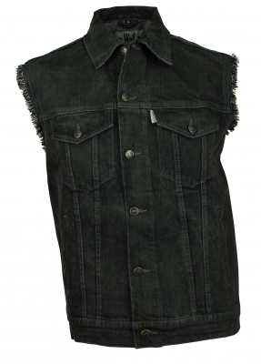 WESTERN-SPEICHER Jeansweste Herren Denim Biker Weste Kutte Fransen grau S - 4XL
