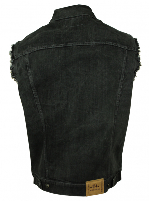 WESTERN-SPEICHER Jeansweste Herren Denim Biker Weste Kutte Fransen grau S - 4XL