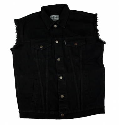 WESTERN-SPEICHER Jeansweste Herren Denim Biker Weste Kutte Fransen schwarz S - 4XL