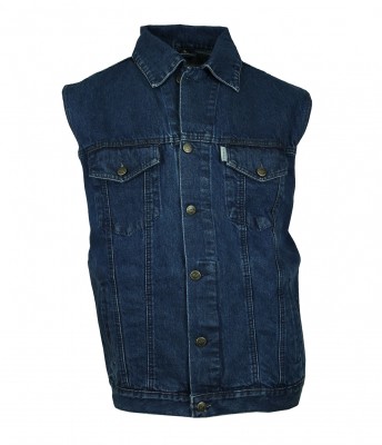 WESTERN-SPEICHER Jeansweste Herren Denim Biker Weste Kutte dunkelblau S - 4XL