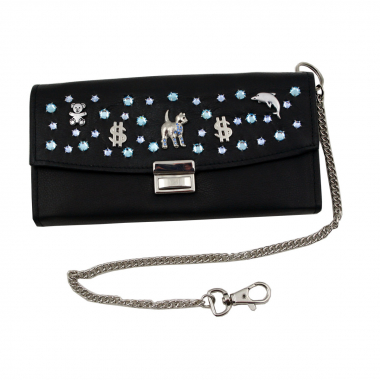 WESTERN-SPEICHER Kellnerbörse Portemonnaie Leder Strass  Swarovski Elements Lea 161