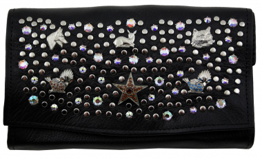 WESTERN-SPEICHER Große Geld Börse Portemonnaie Leder Strass  Swarovski Elements Lilli 197