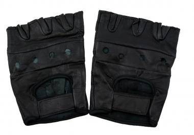Leder Handschuhe Fingerlos schwarz S - XXL