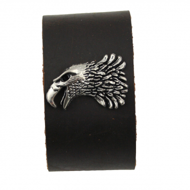 Armband Leder braun mit Motivnieten Krähe