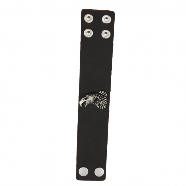 Preview: Armband Leder braun mit Motivnieten Krähe
