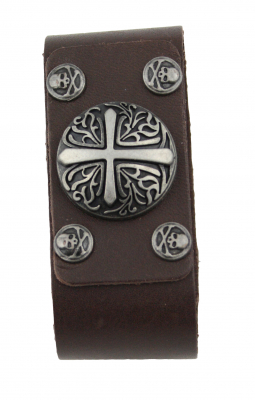 Armband Leder braun mit Motivnieten Roman