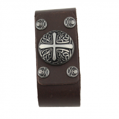 Armband Leder braun mit Motivnieten Roman