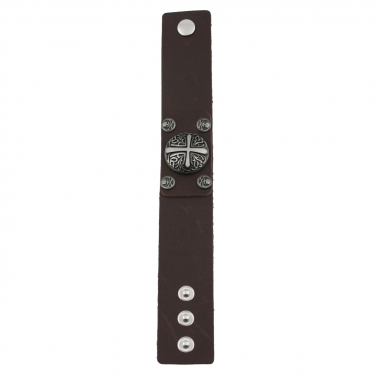 Preview: Armband Leder braun mit Motivnieten Roman