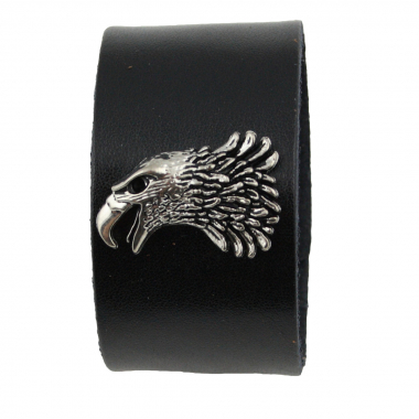 Armband Leder schwarz mit Motivnieten Krähe