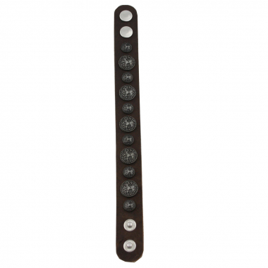 Preview: Armband Leder braun mit Motivnieten Baum des Lebens