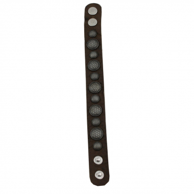 Armband Leder braun mit Motivnieten Blume des Lebens