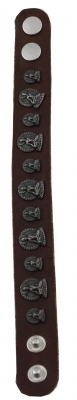 Armband Leder braun mit Motivnieten Buddha