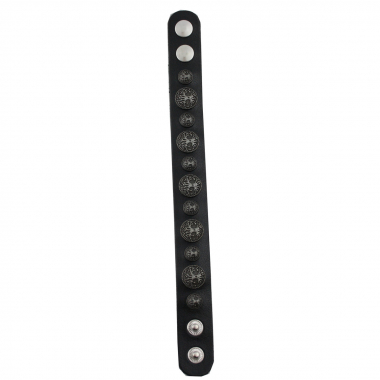Armband Leder schwarz mit Motivnieten Baum des Lebens