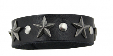 Armband Leder schwarz mit Motivnieten Star