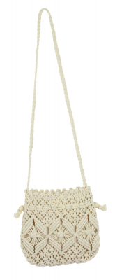 Preview: Makramee Tasche Damen Schultertasche Häkeltasche Geflochten beige MT 11