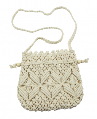 Makramee Tasche Damen Schultertasche Häkeltasche Geflochten beige MT 11