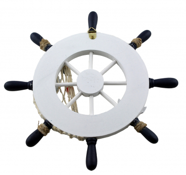 Preview: Maritimes Deko Steuerrad aus Holz im Seedesign Durchmesser ca. 23cm