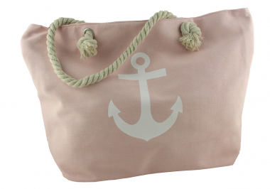 Shopper Strandtasche Handtasche Damentasche mit Reißverschluss Anker pink