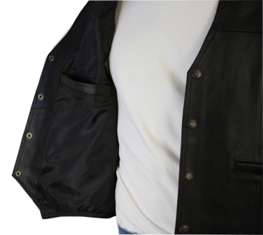 WESTERN-SPEICHER Herren Rindlederweste Leder Weste Biker Kutte schwarz S bis 5XL
