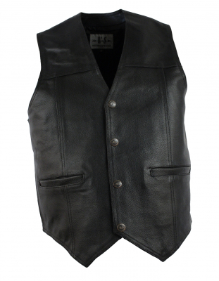 WESTERN-SPEICHER Herren Rindlederweste Leder Weste Biker Kutte schwarz S bis 5XL