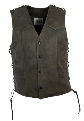 WESTER-SPEICHER Herren Lederweste Kutte Biker Weste Antik Braun S - 5XL