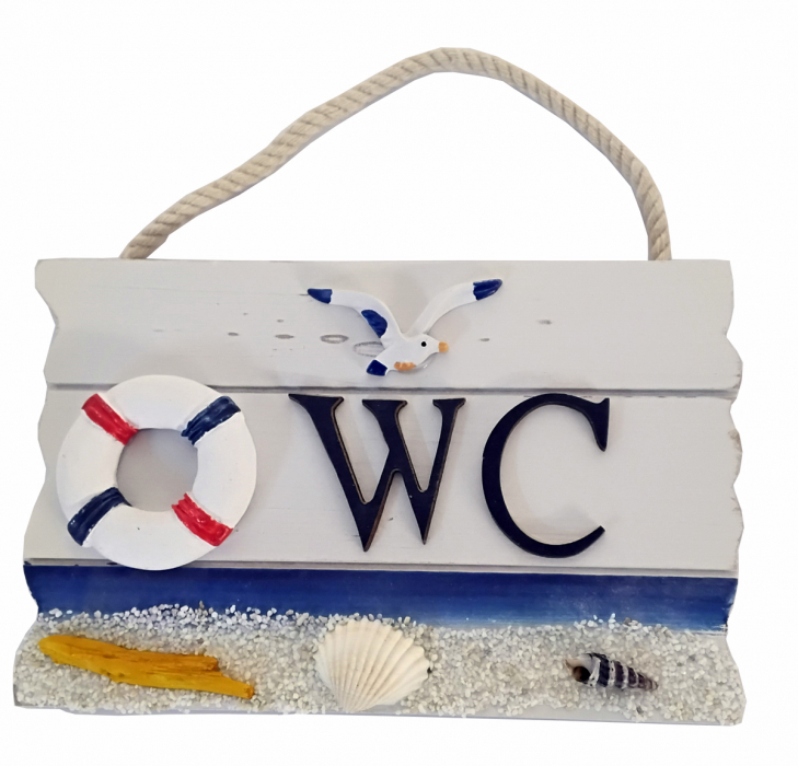 Schild mit Schrift WC aus Holz, 18x2x12cm