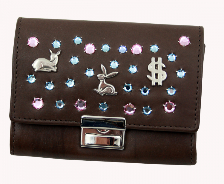 WESTERN-SPEICHER Geldbörse Portemonnaie Leder Strass  Swarovski Elements Kati 188b