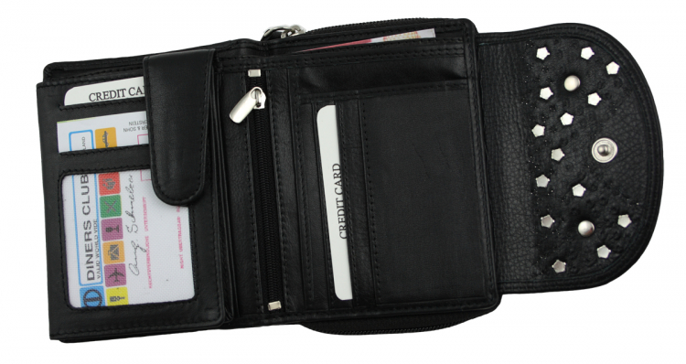 WESTERN-SPEICHER Geldbörse Portemonnaie Leder Strass  Swarovski Elements Klara 61