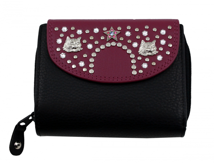 WESTERN-SPEICHER Geldbörse Portemonnaie Leder Strass  Swarovski Elements Klara 20P