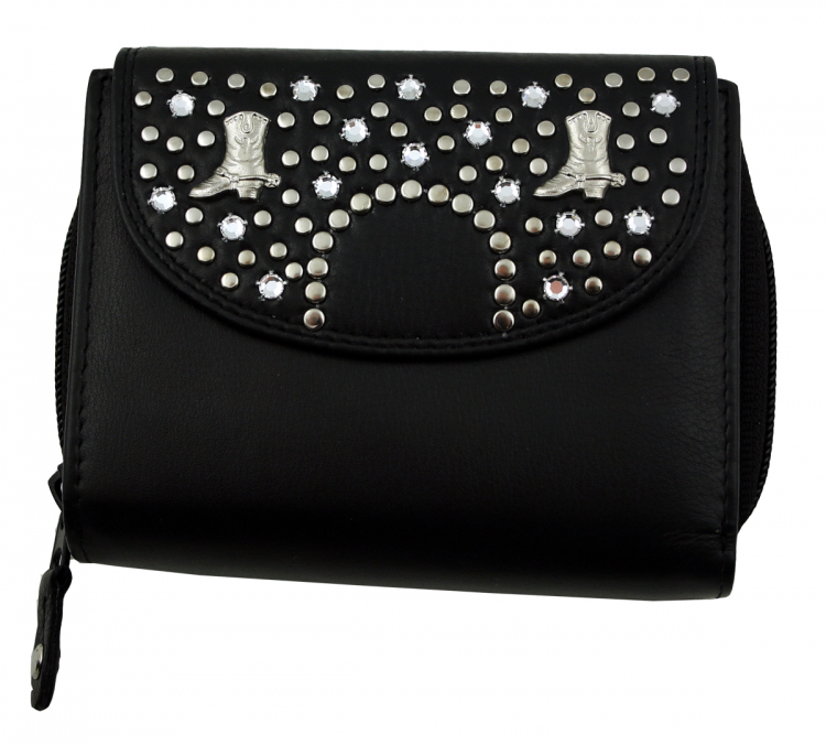 WESTERN-SPEICHER Geldbörse Portemonnaie Leder Strass  Swarovski Elements Klara 50