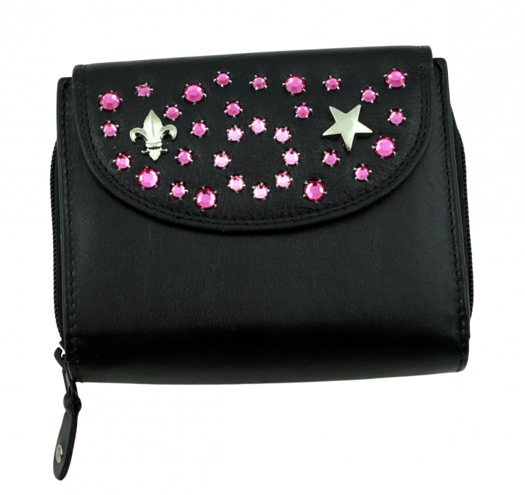 WESTERN-SPEICHER Geldbörse Portemonnaie Leder Strass  Swarovski Elements Klara 65