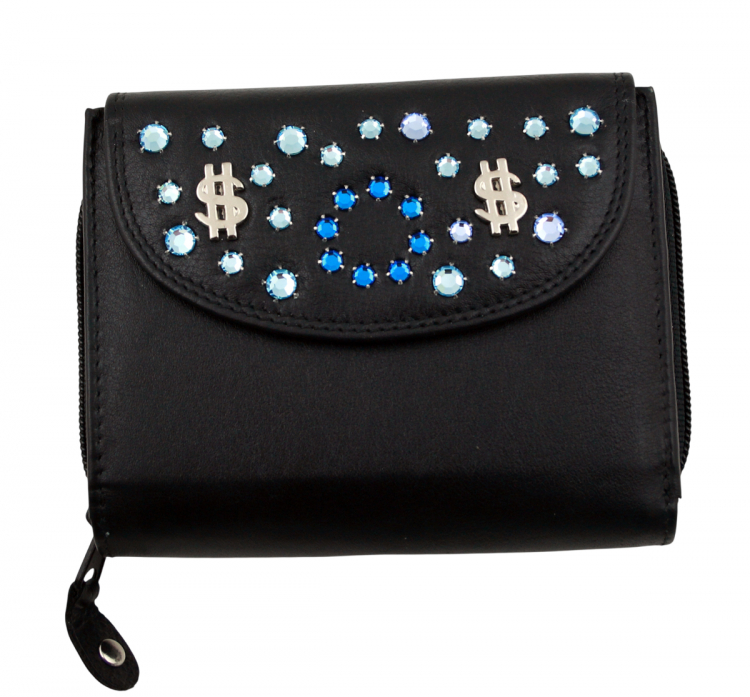 WESTERN-SPEICHER Geldbörse Portemonnaie Leder Strass  Swarovski Elements Klara 66