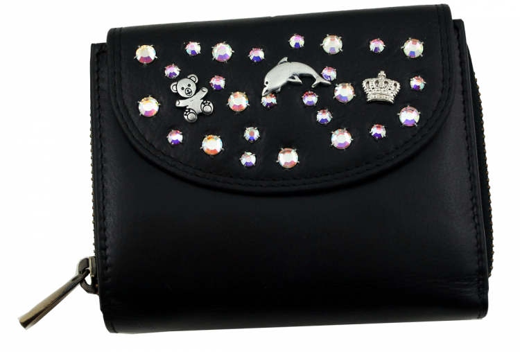 WESTERN-SPEICHER Geldbörse Portemonnaie Leder Strass  Swarovski Elements Klara 30R