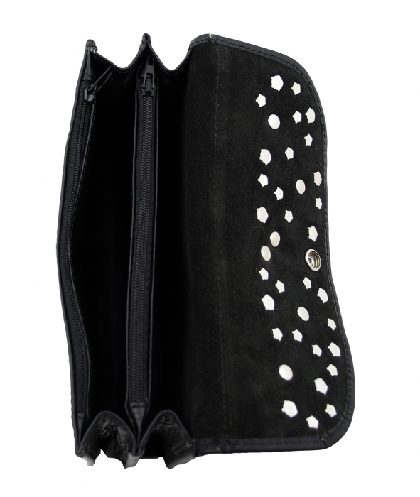 WESTERN-SPEICHER Große Geld Börse Portemonnaie Leder Strass Swarovski Elements Hanna15