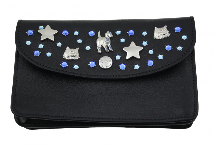 WESTERN-SPEICHER Große Geld Börse Portemonnaie Leder Strass Swarovski Elements Hanna10