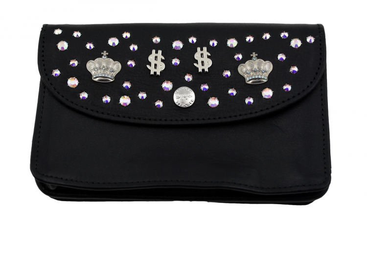 WESTERN-SPEICHER Große Geld Börse Portemonnaie Leder Strass Swarovski Elements Hanna11