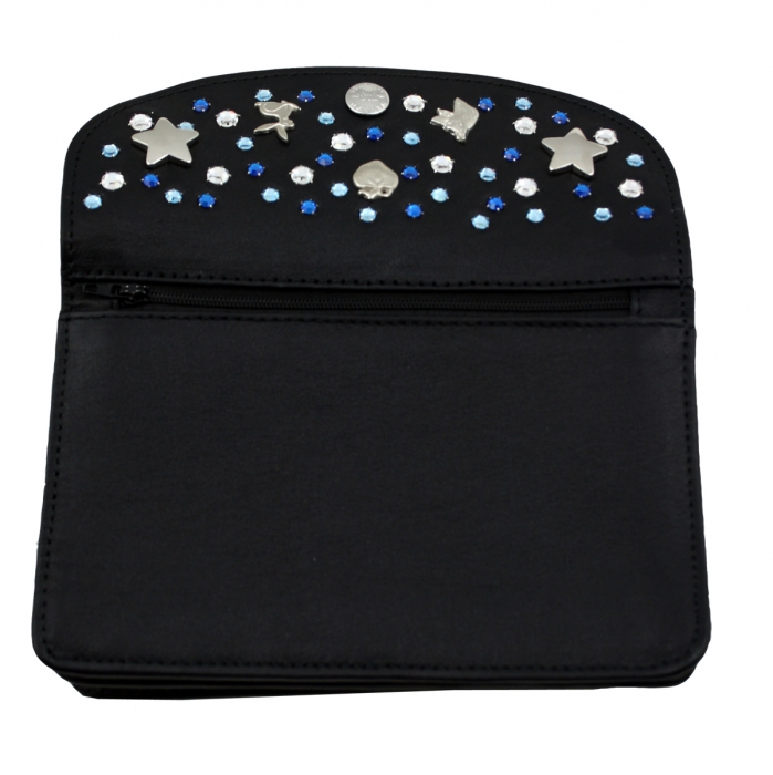 WESTERN-SPEICHER Große Geld Börse Portemonnaie Leder Strass Swarovski Elements Hanna12