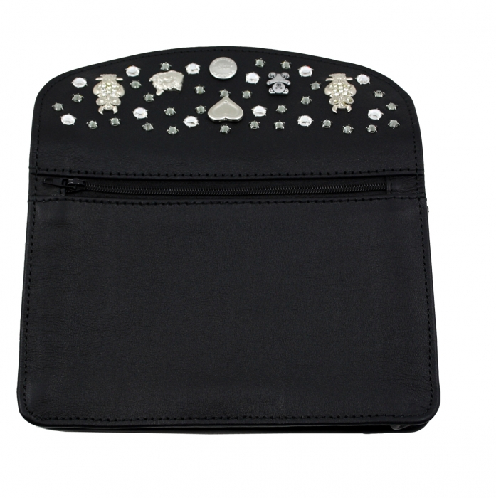 WESTERN-SPEICHER Große Geld Börse Portemonnaie Leder Strass Swarovski Elements Hanna14