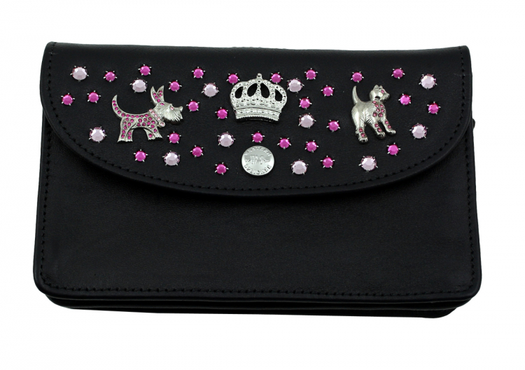 WESTERN-SPEICHER Große Geld Börse Portemonnaie Leder Strass Swarovski Elements Hanna15
