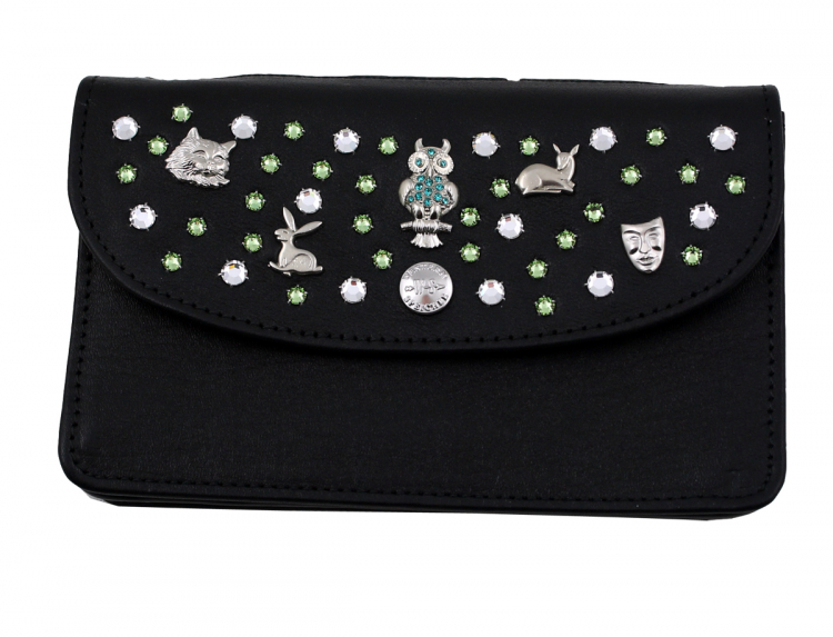 WESTERN-SPEICHER Große Geld Börse Portemonnaie Leder Strass Swarovski Elements Hanna17